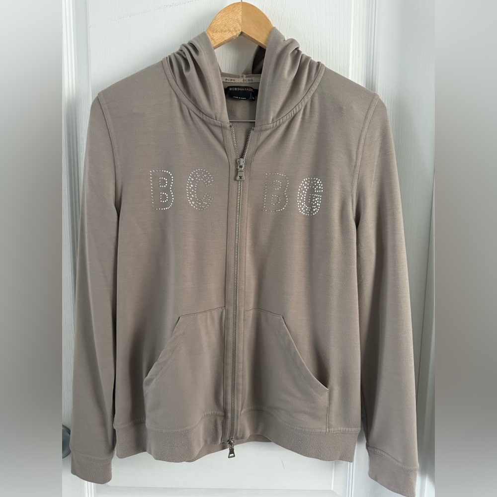 BCBGMaxAzria Light Gray Zip-Up Hoodie XL JUNIOR. (Final Sale)